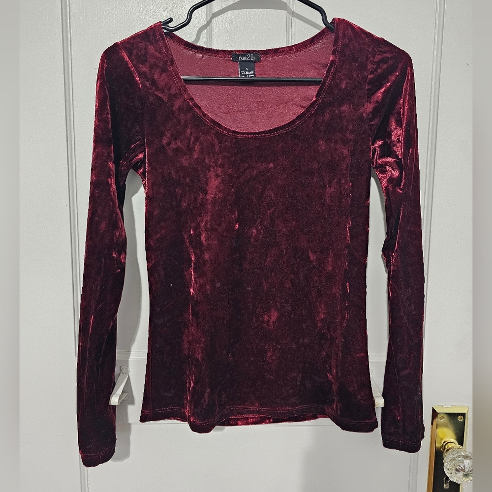 Burgundy Velvet Long Sleeve